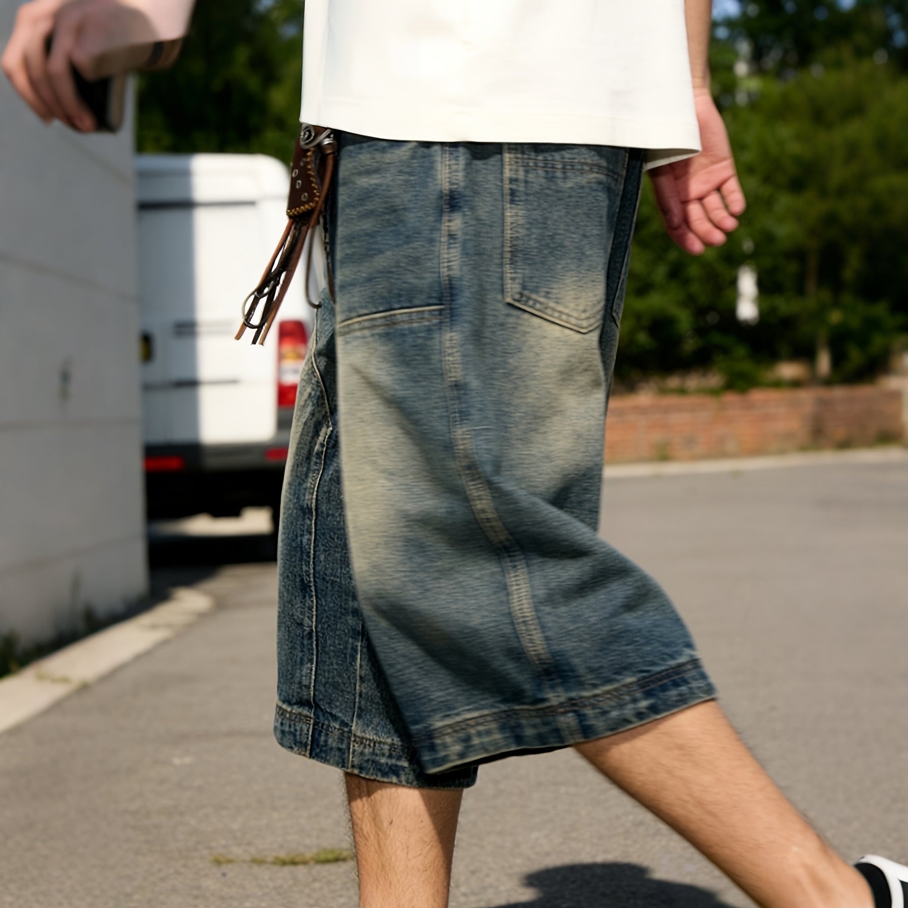 Men's Retro Washed Loose Denim Jorts