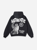 Vintage I Am Allergic To People Graphics Print Washed Hoodie