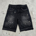 Men's Retro Washed AppliquÉ Rhinestone Y2k Denim Shorts