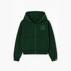Stylish Four-leaf Clover Embroidered Zip-up Sweatshirt And Sweatpants Set