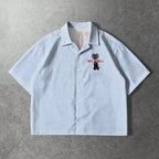 Men's Striped Nun Print Loose Short-sleeved Shirt