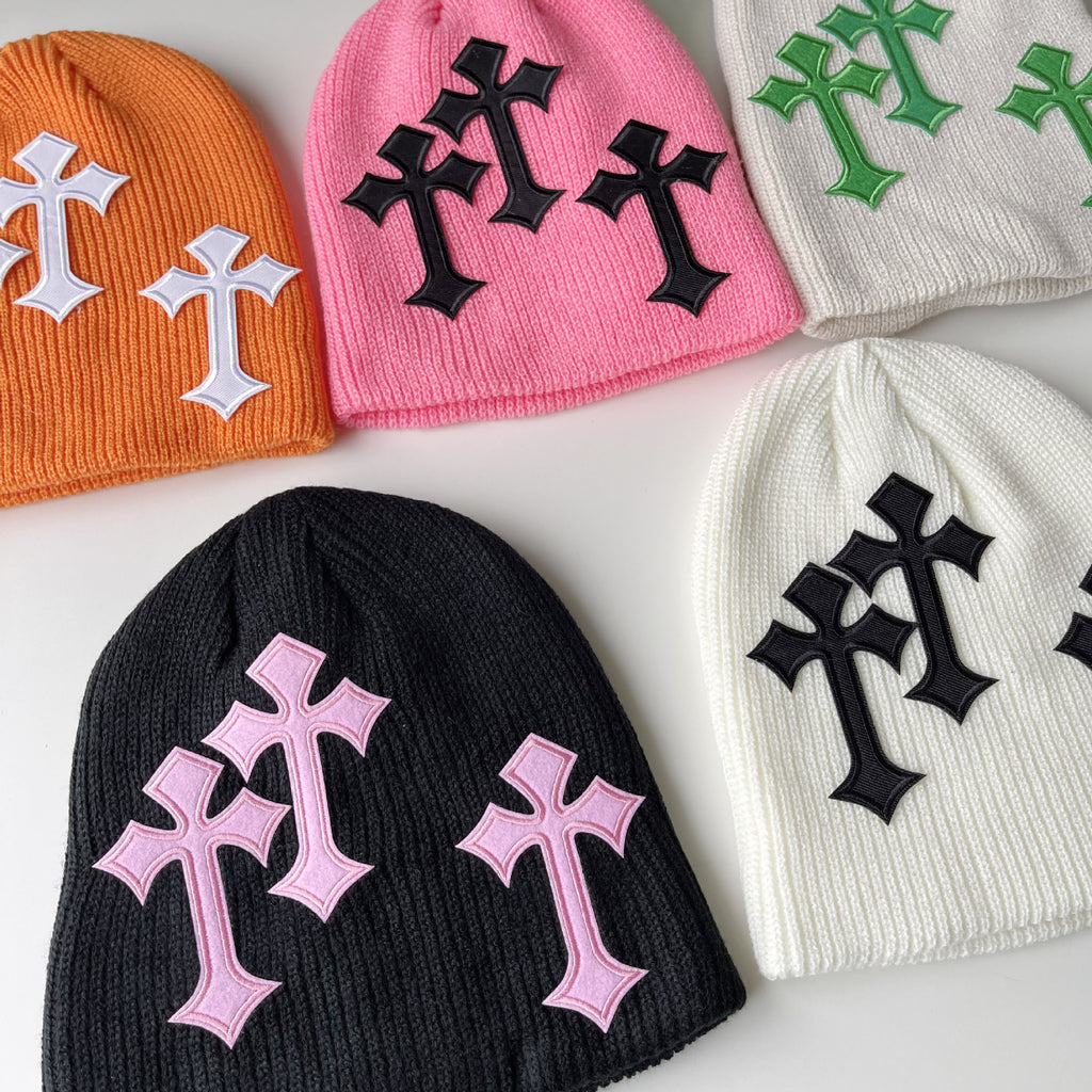 Casual Gothic Cross Pattern  Acrylic Knitted Hat