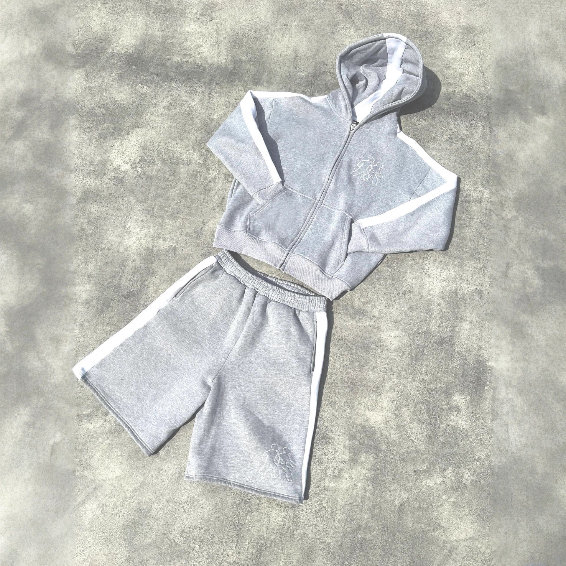 Men's Embroidered Hooded Zipper Sweatshirt And Pants Tracksuit