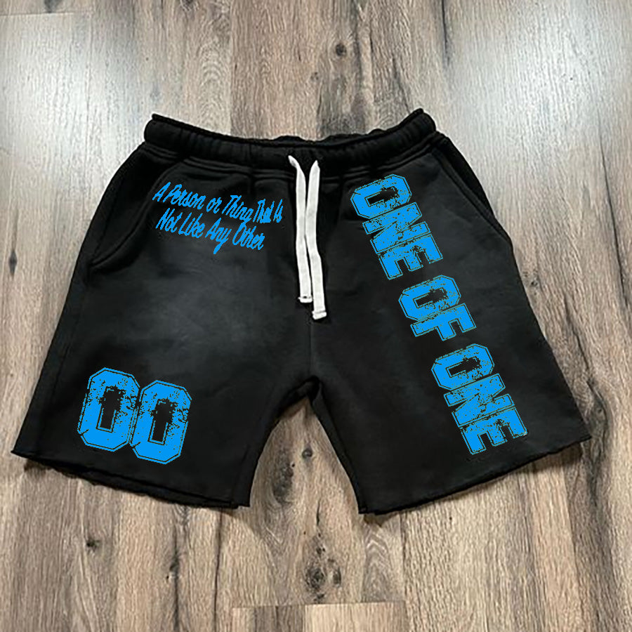 Vintage Word Graphic Drawstring Casual Pocket Shorts