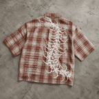 Dark Centipede Skeletal Graphic Plaid Jacket Shirt