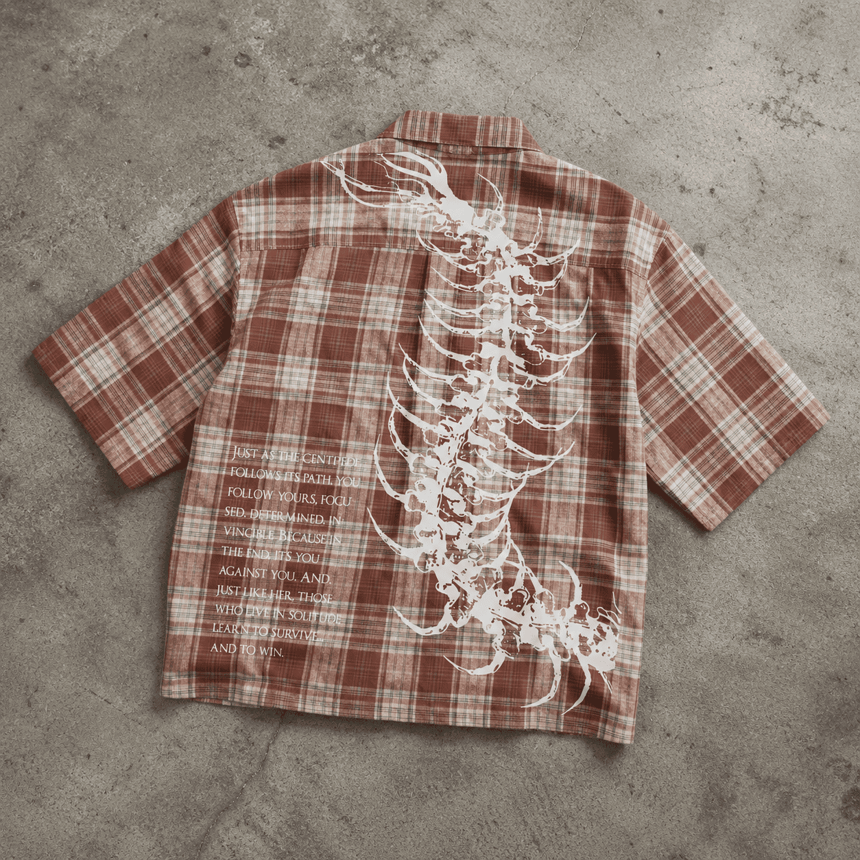 Dark Centipede Skeletal Graphic Plaid Jacket Shirt