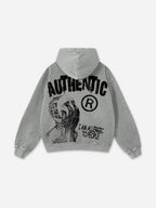 Vintage I Am Allergic To People Graphics Print Washed Hoodie