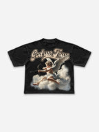 God We Trust Cupid Angel Aged Vintage Graphic Cropped T-shirt