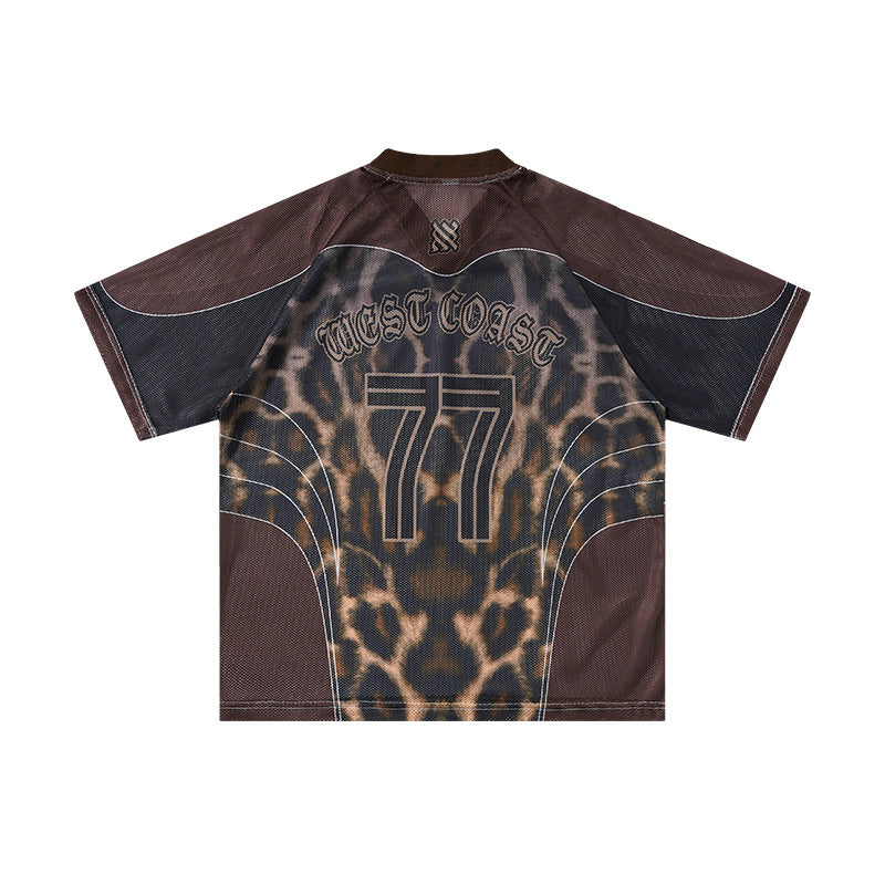 West Coast  Leopard Print Maillard Color Scheme Graphic Mesh Jersey