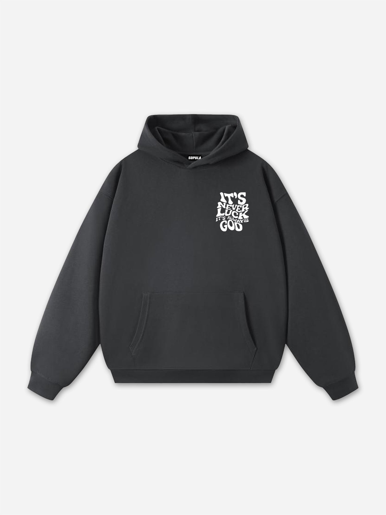 It's Never Luck, It's Always God Graphic Cotton Hoodie