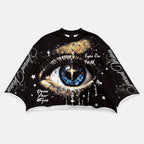 Y2k Retro God's Eye Cross Star Graphic Boxy Crop Crimped Edge T-shirt