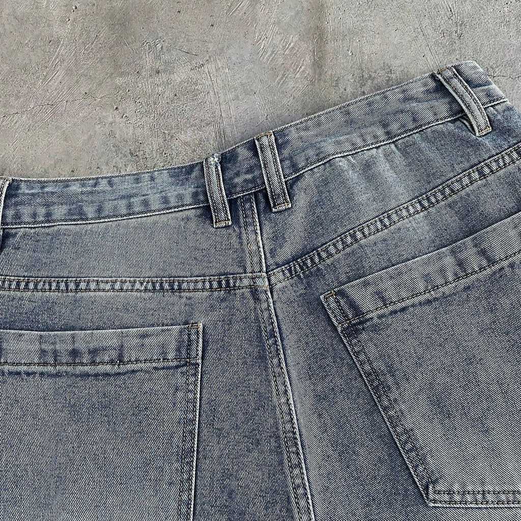 Men's Printed Pattern Loose Fit Denim Shorts Jorts