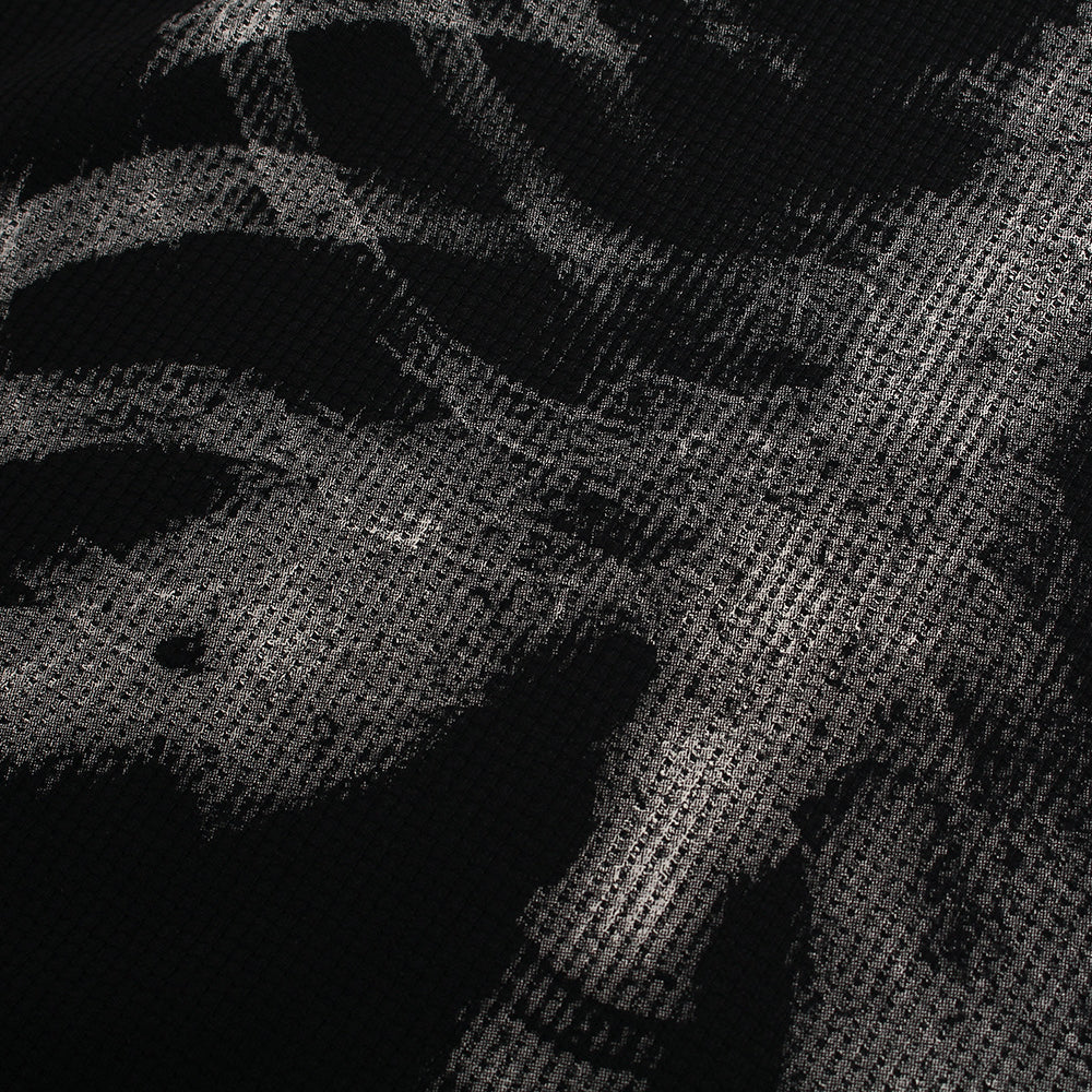 Retro Waffle Skeleton Print Long-sleeved T-shirt