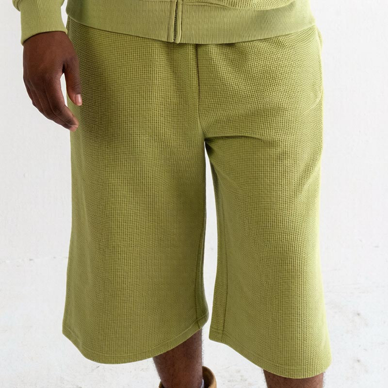 Waffle Elastic Waist Athletic Shorts