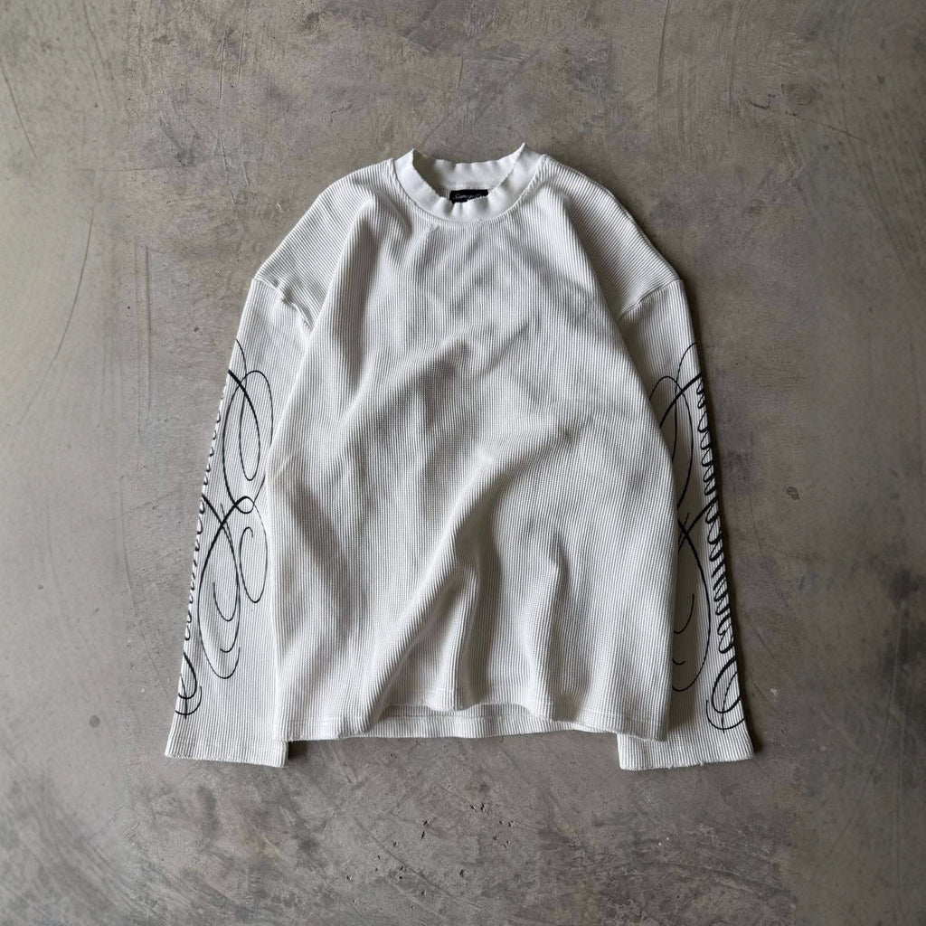 Leopard Print Waffle Texture Long-sleeved T-shirt