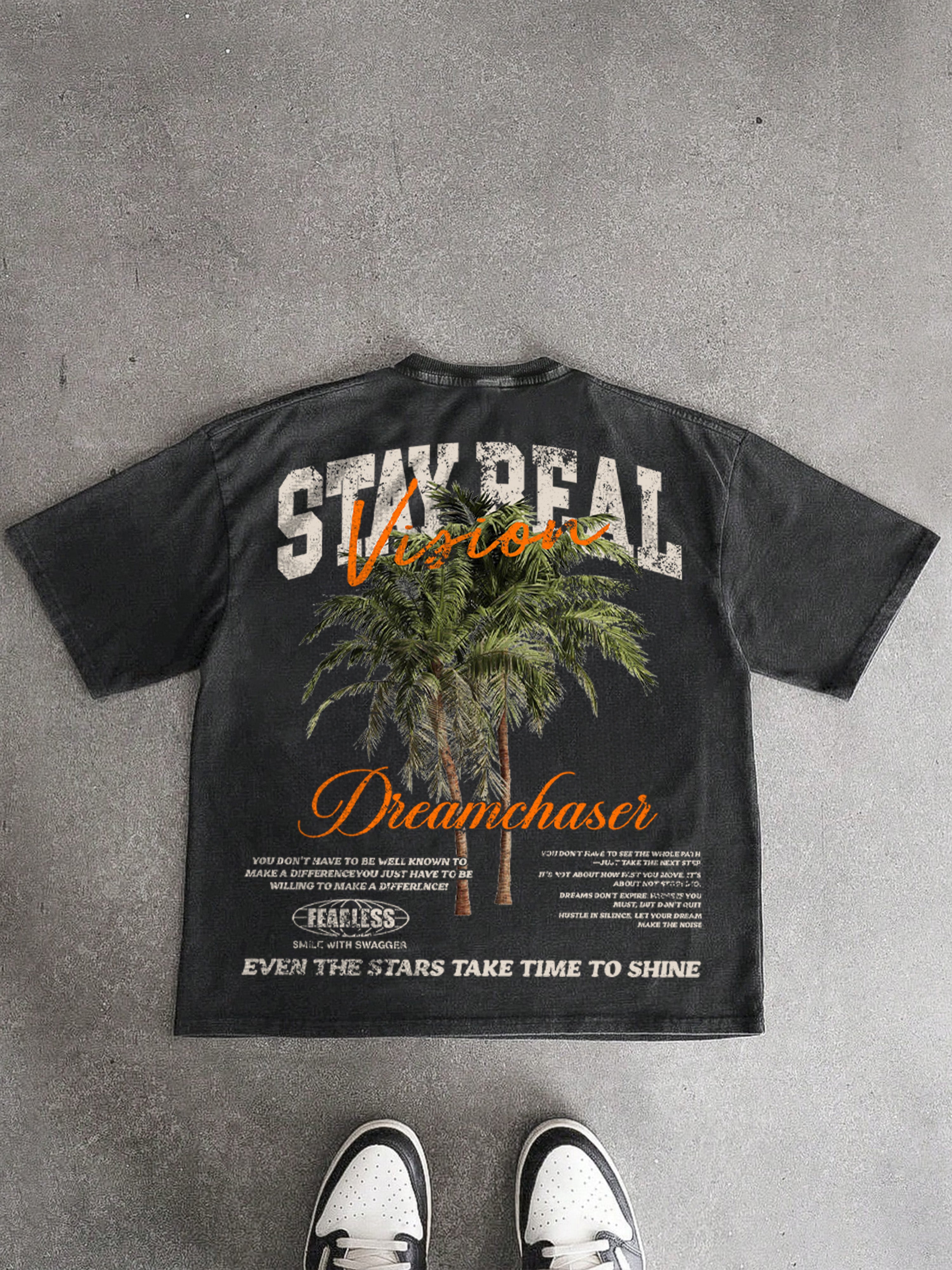Stay Real Coconut Vacation Vintage Graphic Washed T-shirt