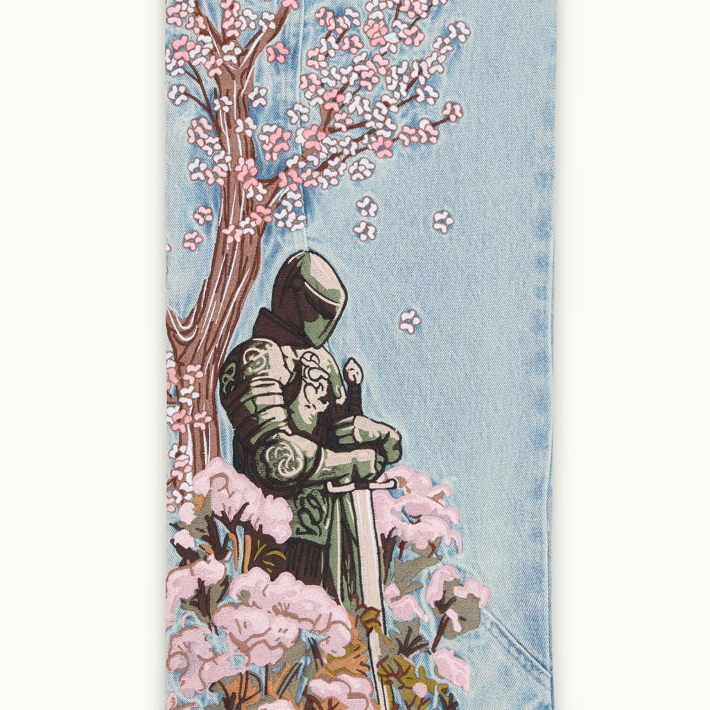 Men's Retro Japanese Floral Samurai Wide-leg Jeans