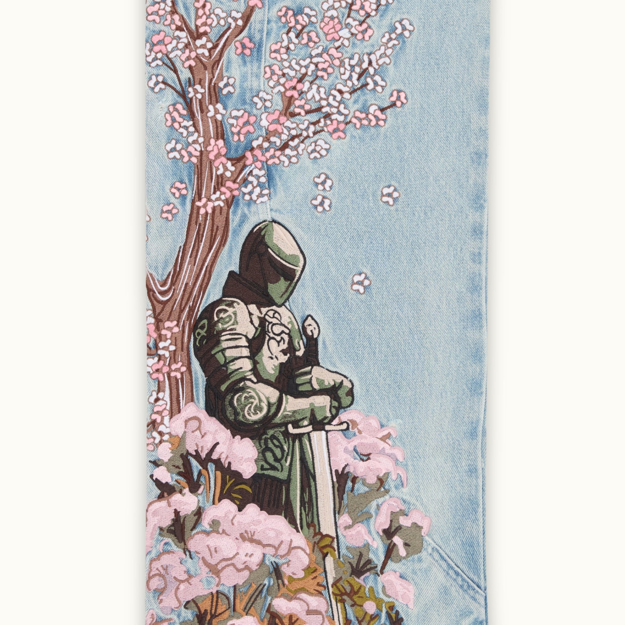 Men's Retro Japanese Floral Samurai Wide-leg Jeans