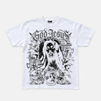 American Street Jesus Christ Statue Graphic Cotton T-shirt