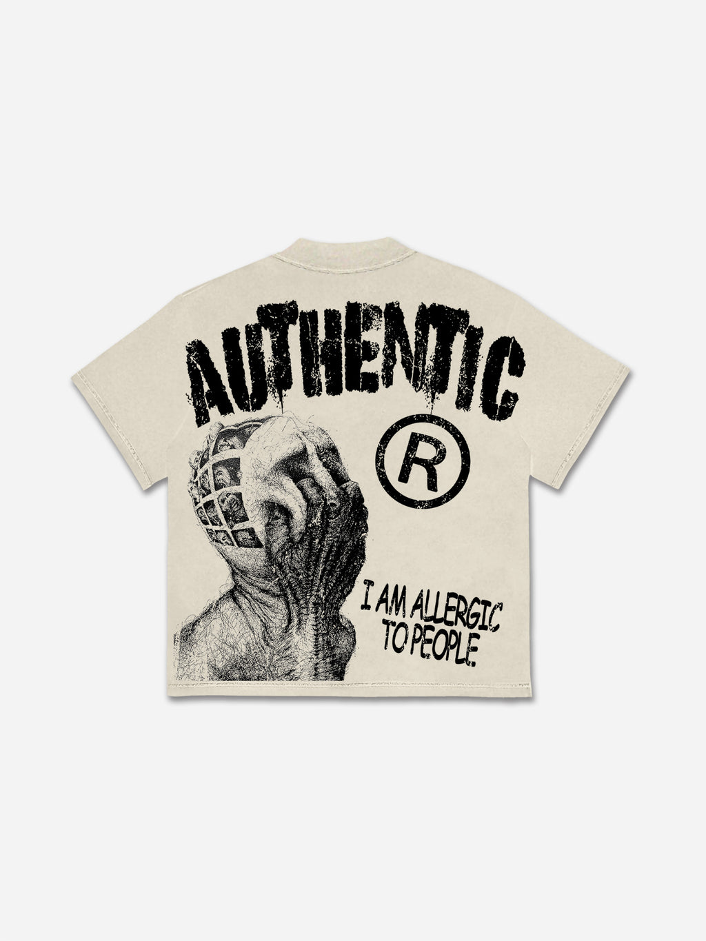 Vintage I Am Allergic To People Graphic Print Cotton T-shirt