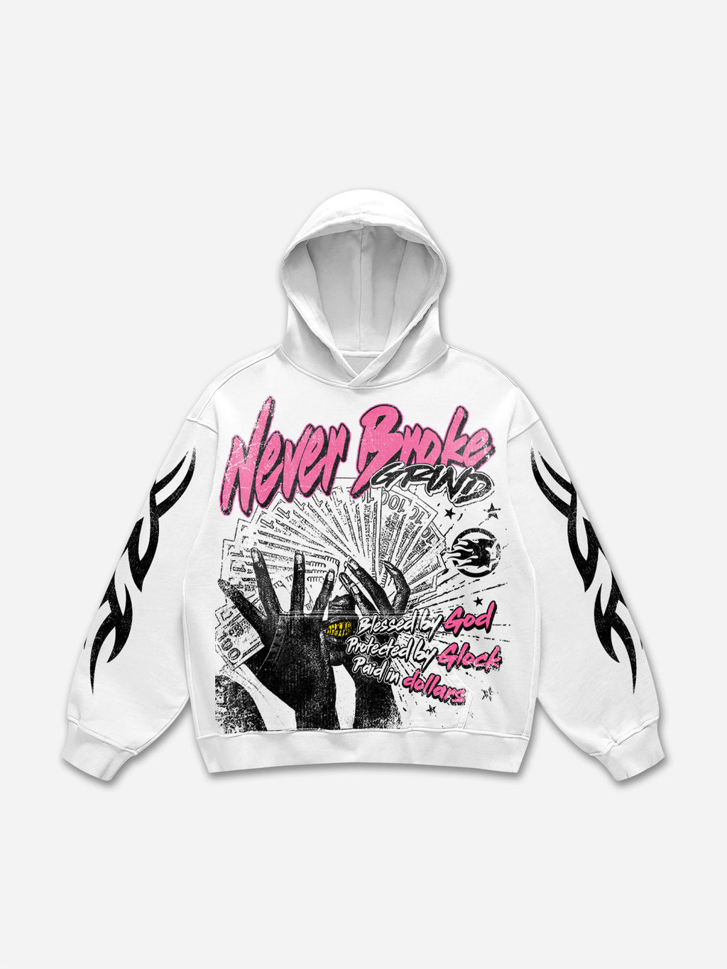 Never Broke God Glock Dollar Vintage Graphic Hoodie