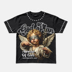 Retro God's Plan Angel Cupid Graphic Rhinestone T-shirt