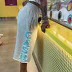 Street-style Letter Flow Cash Print Loose-fitting Sports Shorts