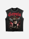 Angels Praying In Hell Vintage Graphic Rhinestone Tank Top