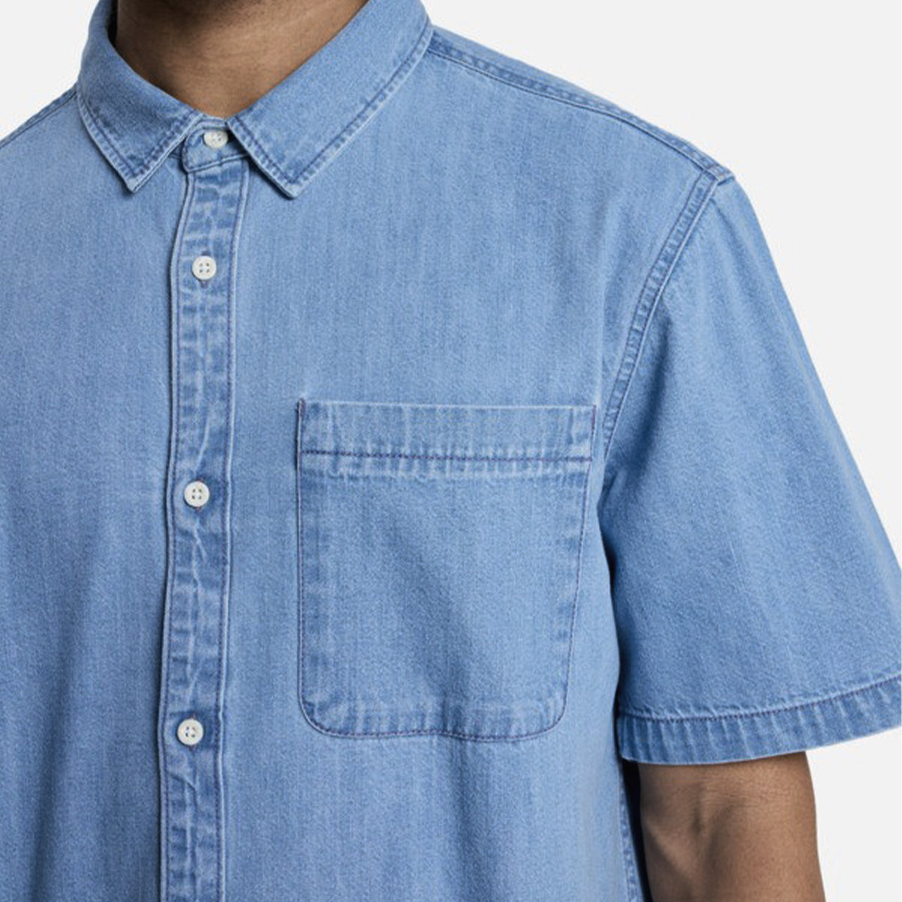 Men's Retro Short-sleeve Denim Shirt