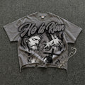 He Is Risen Vintage Jesus Graphic Crop Ripped T-shirt