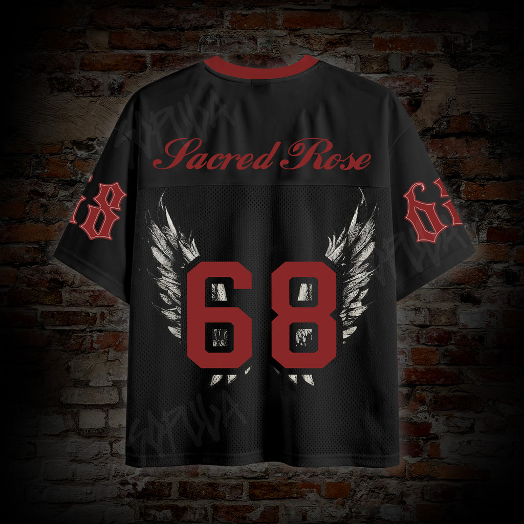 Dark Series Praying Angel Mesh Sweatshirt Graphic Mesh Jersey T-shirt