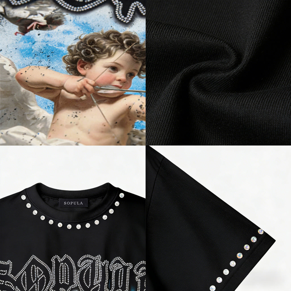 Sopula Retro Angel Cross Graphic Cotton T-shirt