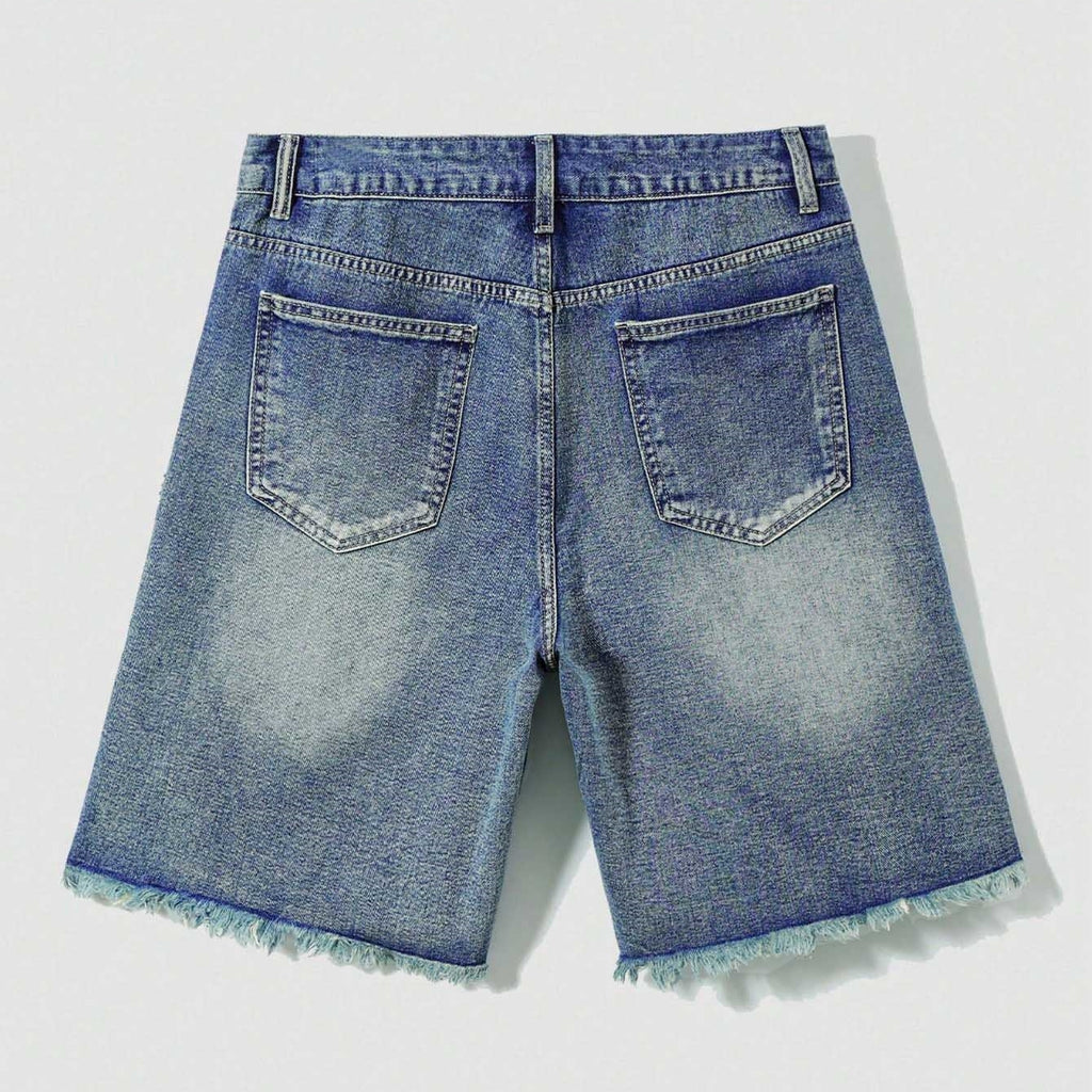 Y2k Trendy Letter Rhinestone Loose Denim Shorts