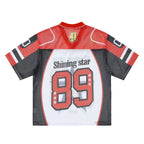Star No.89 V-neck Digital Graphic Color-blocked Jersey