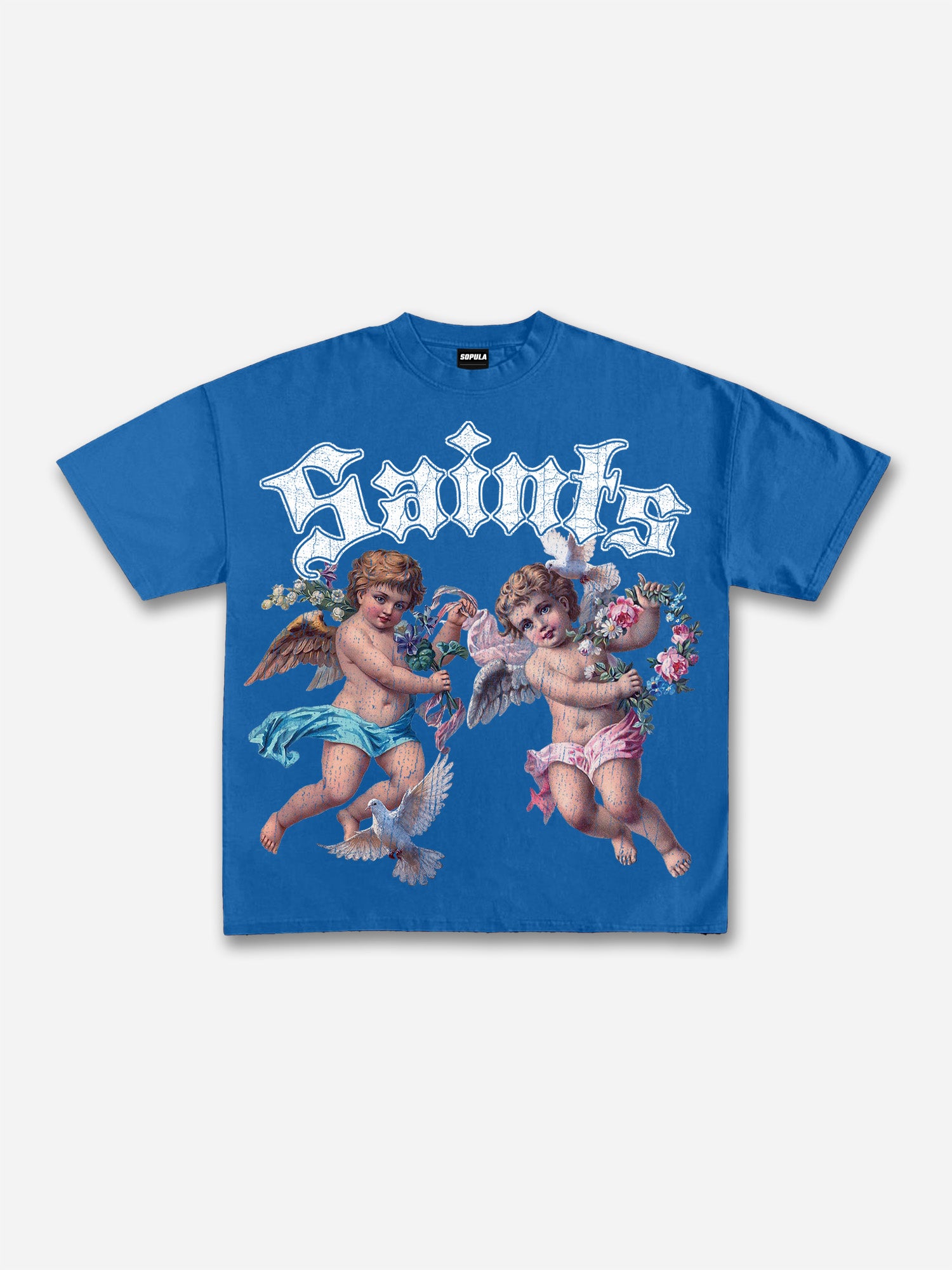 Saints Floral Angel Graphic Cotton T-shirt