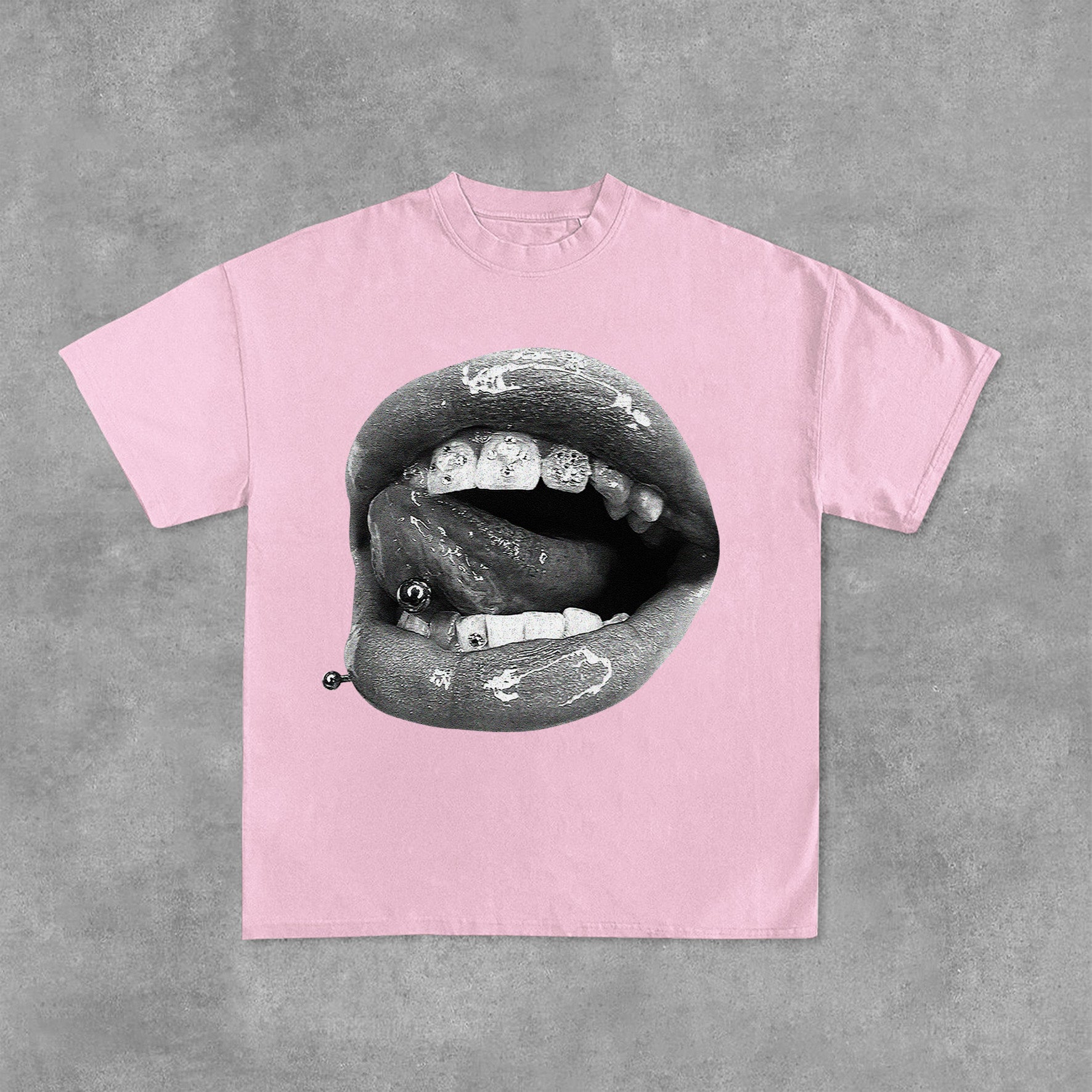 Personalized Lip Graphic Print Vintage Cotton T-Shirt
