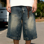 Men's Retro Washed Loose Denim Jorts