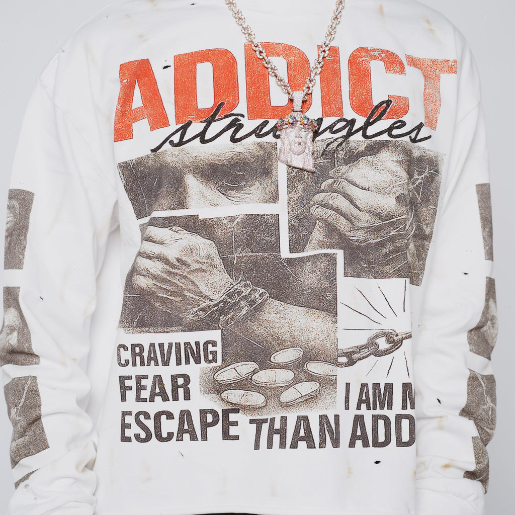 Streetwear Addict Struggle Graphic Long Sleeve T-shirt