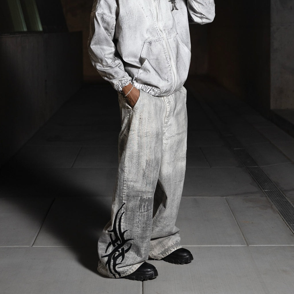 Hiphop Retro Print Y2k Wide-leg Baggy Jeans