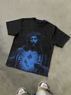 Vintage Jesus Print Round Neck T-shirt