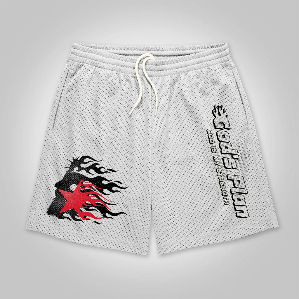 Trust God's Plan Flame Jesus Graphic Drawstring Shorts