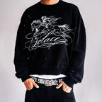 Knight Pattern Crew Neck Loose Sweatshirt