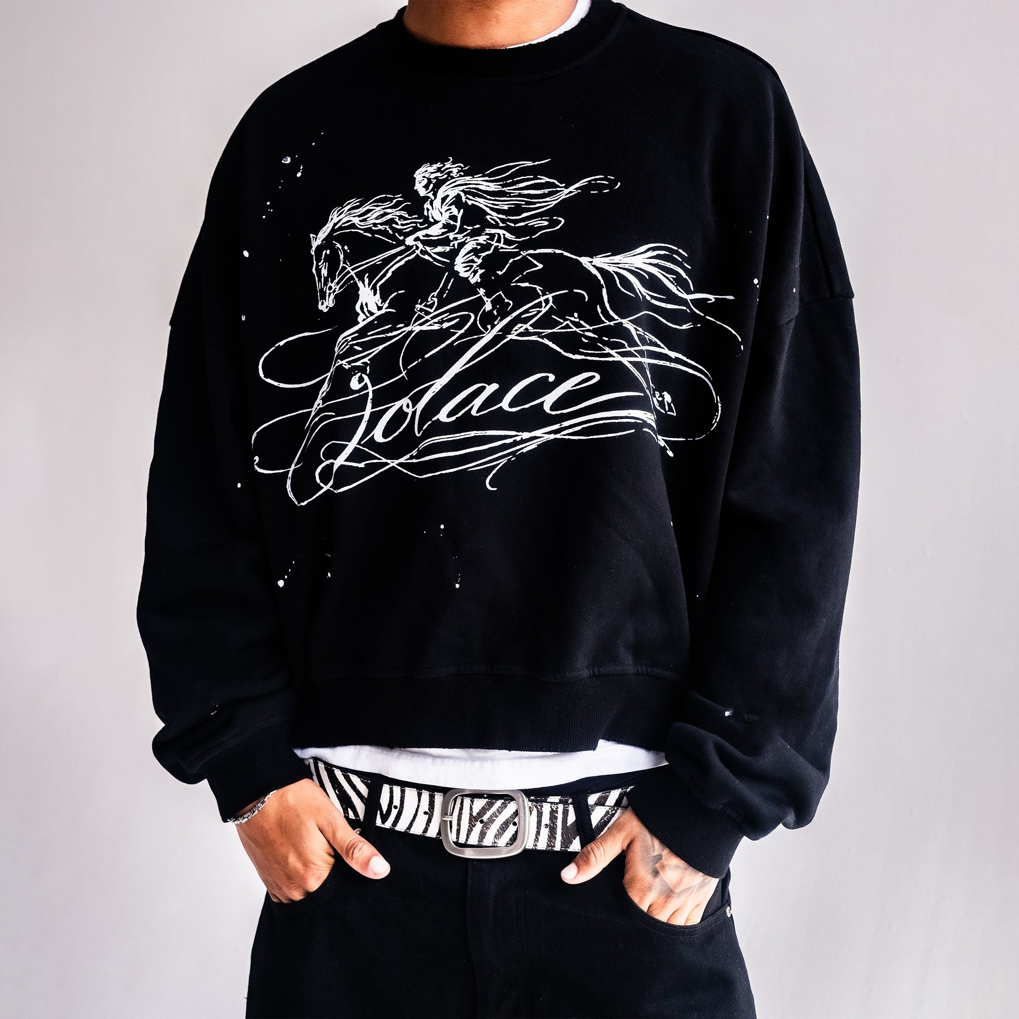 Knight Pattern Crew Neck Loose Sweatshirt