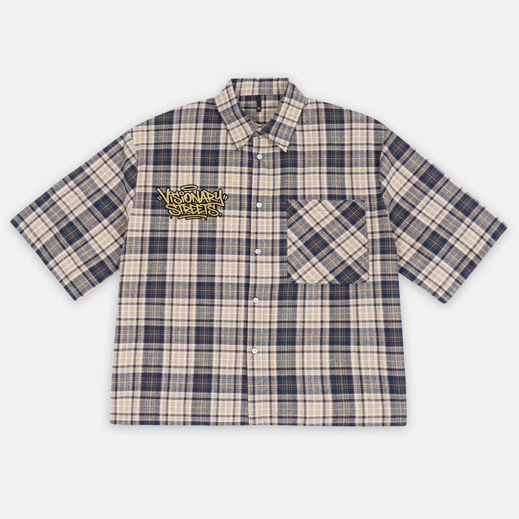 Street Graffiti Boy American Retro Style Graphic Plaid Jacket Shirt