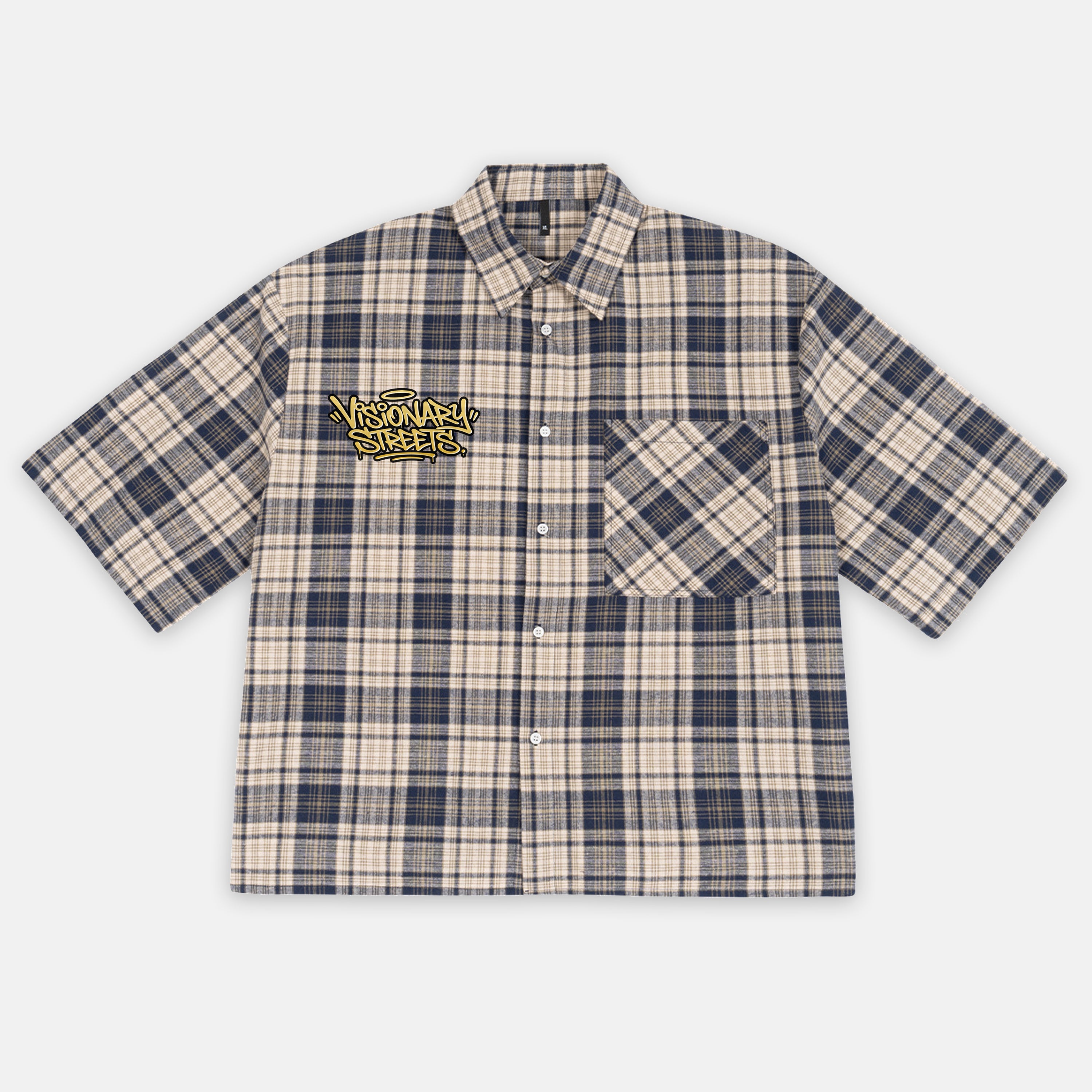 Street Graffiti Boy American Retro Style Graphic Plaid Jacket Shirt