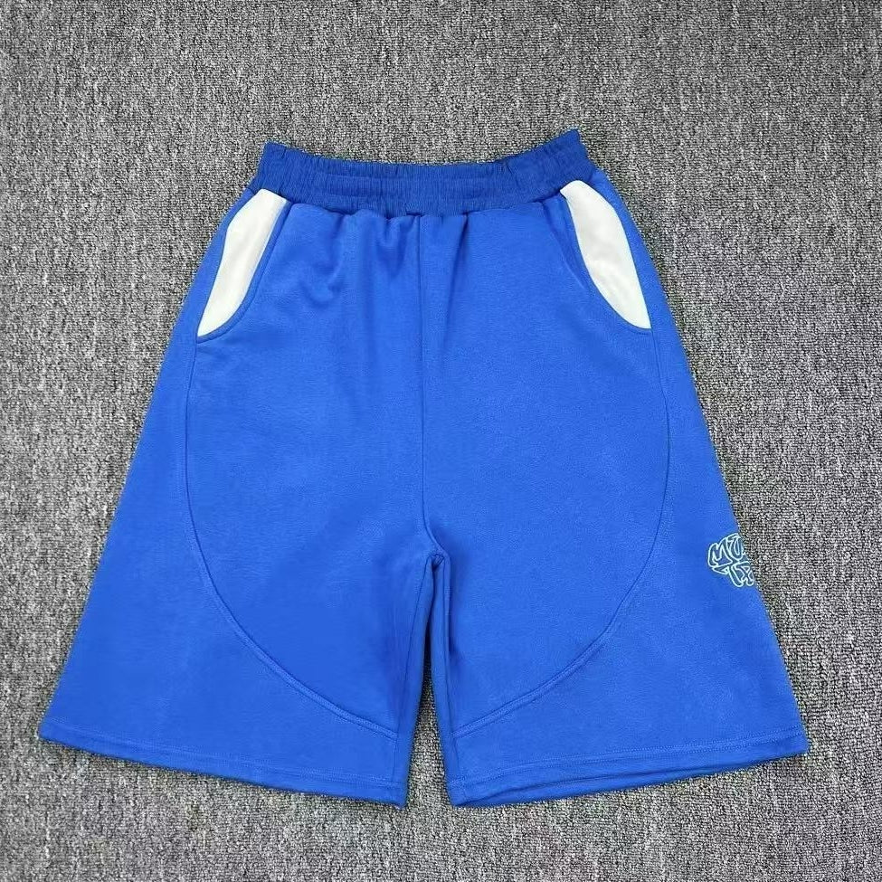 Men's Color-blocked Embroidered Drawstring Sports Shorts