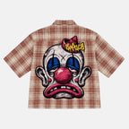 Graffiti Clown Head Graphic Plaid Jacket Shirt