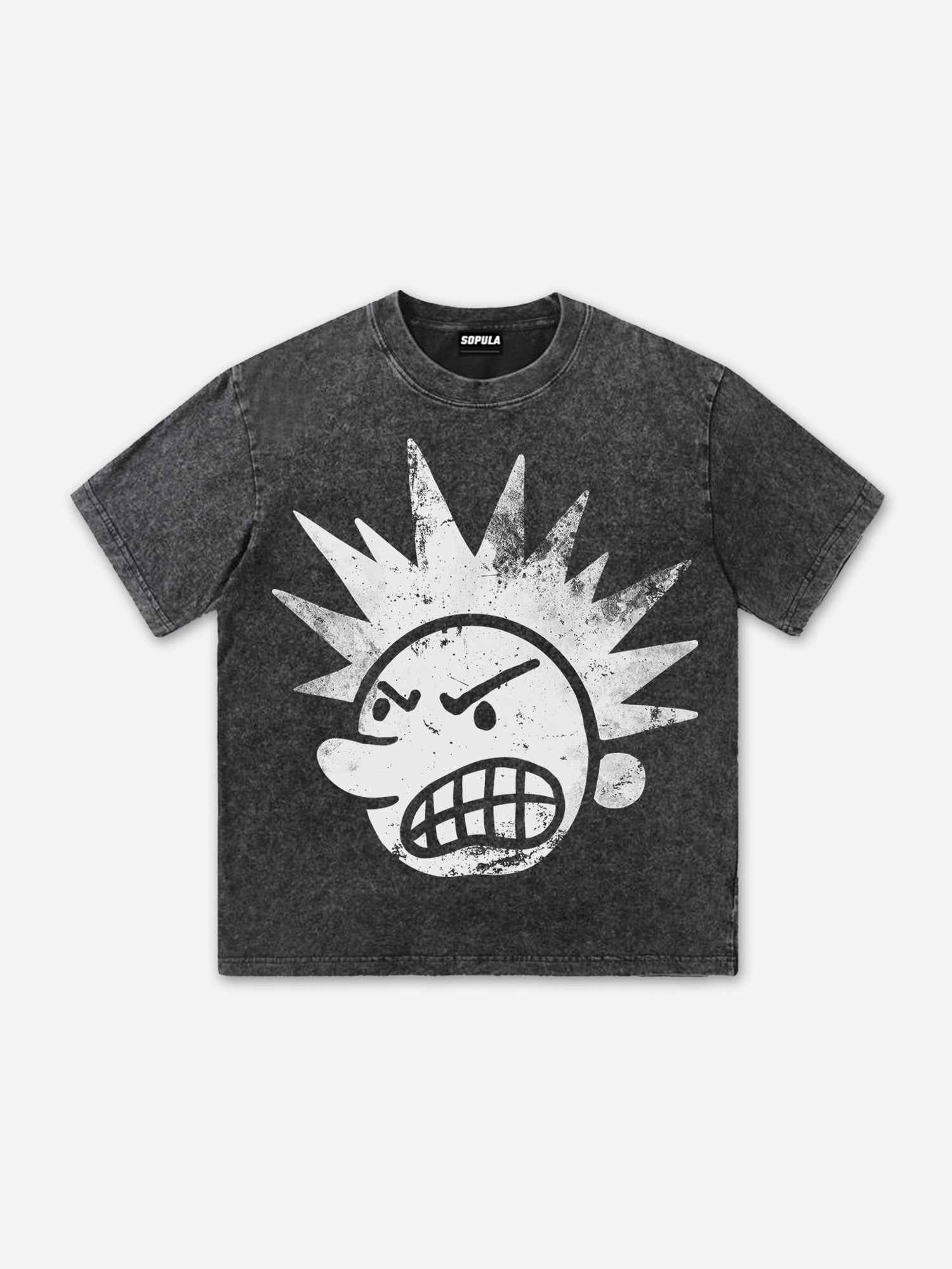 Street The Brain Explodes Short Sleeve Acid Washed T-shirt