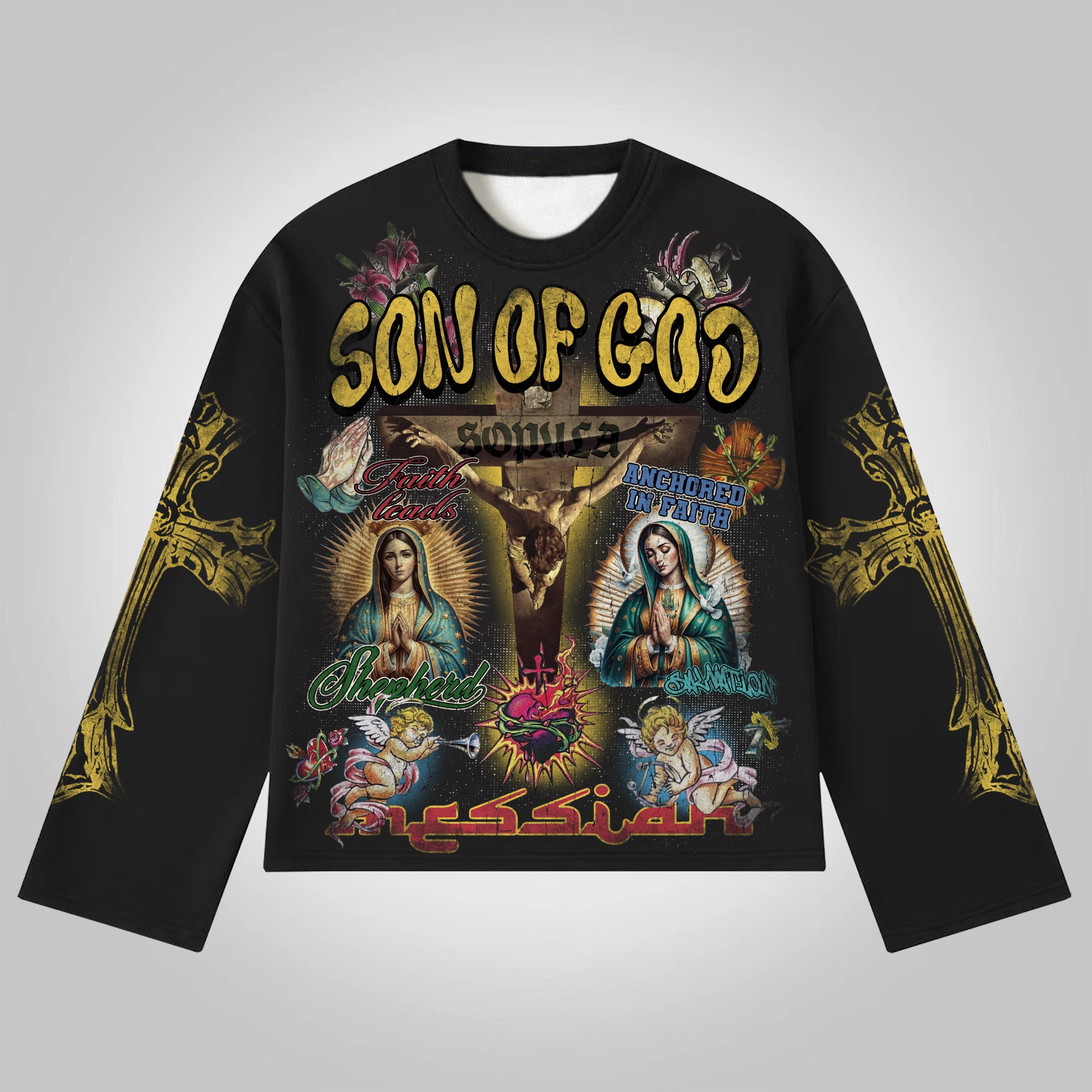 Son Of God Vintage Collage Graphics Long Sleeve T-shirt