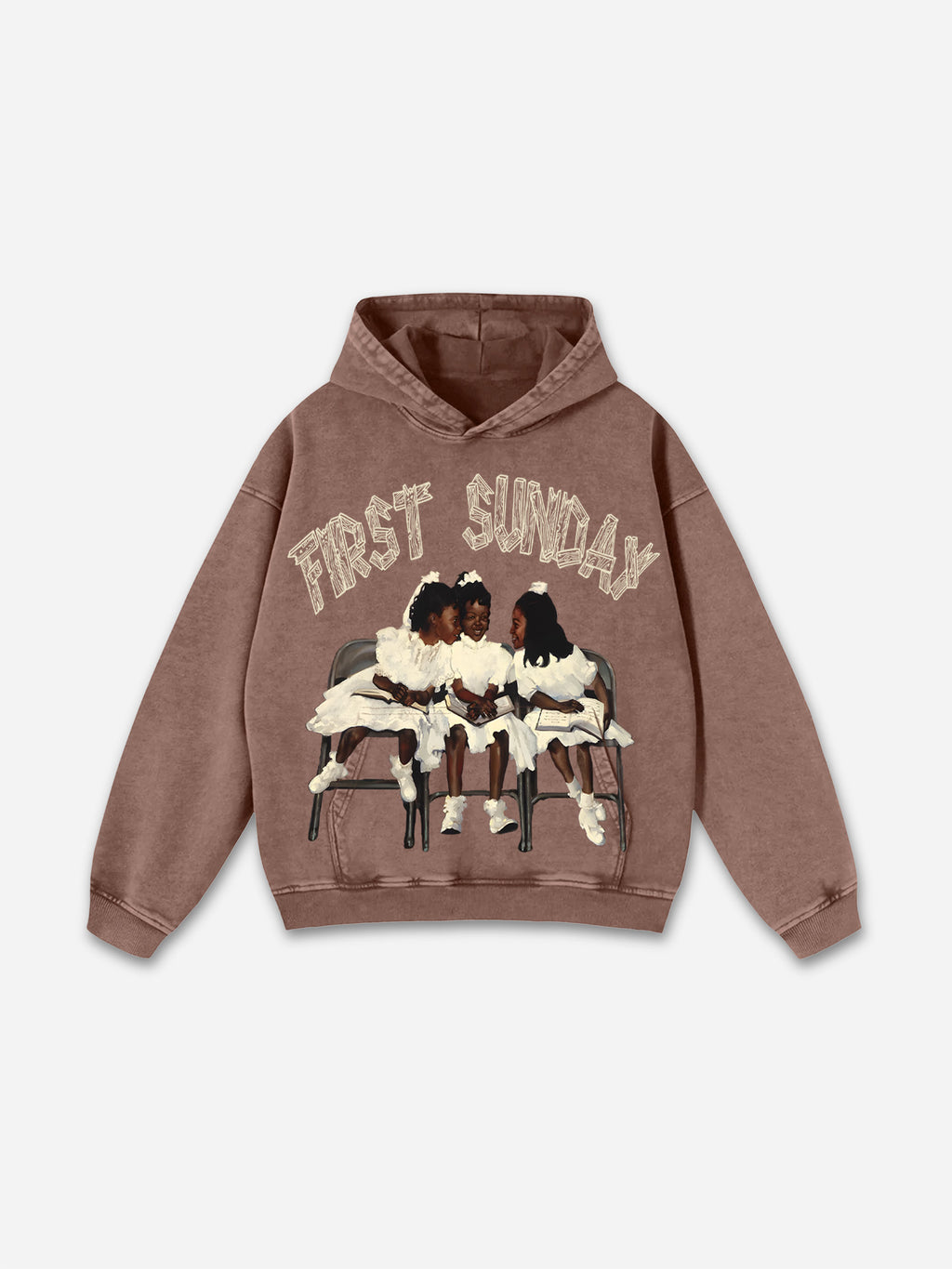 Vintage First Sunday Faith Graphic Acid Washed Oversized Hoodie